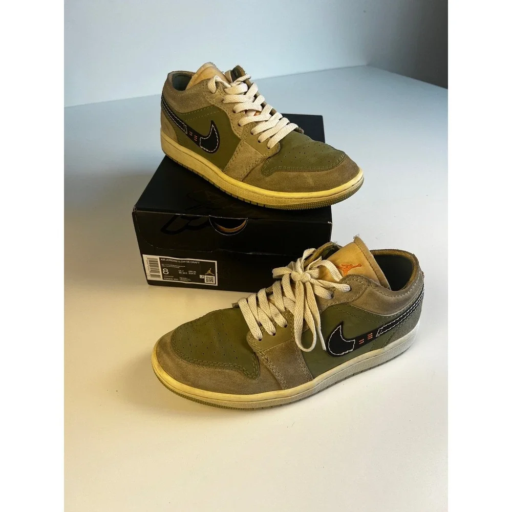 Nike Air Jordan 1 Low SE Craft Sky J Olive Celadon Black Sneaker FD6819-300 Sz 8